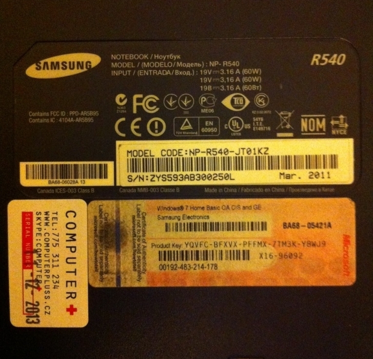  Oprava Samsung R540 Praha